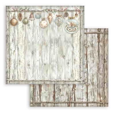 Stamperia White Christmas Designpapier - Wooden Pattern