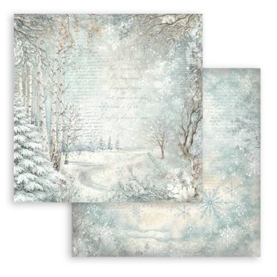 Stamperia White Christmas Designpapier - Snowy Woods