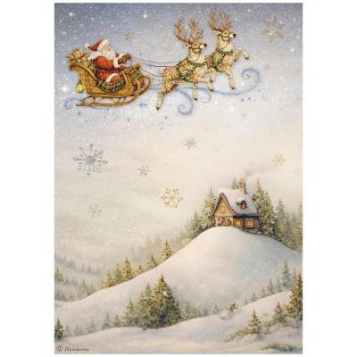 Stamperia Silent Night Rice Paper - Santa Claus And Sleigh