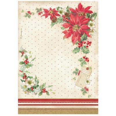 Stamperia Classic Christmas Rice Paper - Poinsettia