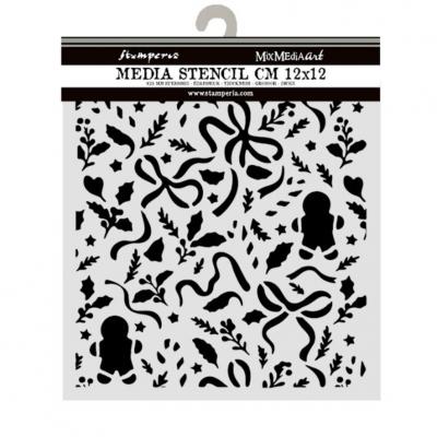Stamperia Stencil - Christmas Ribbons And Gingerbread