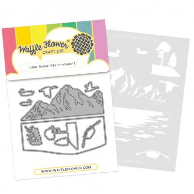 Waffle Flower Die-n-Stencil - Lake Scene