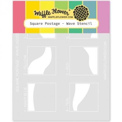 Waffle Flower Square Postage Stencil - Wave Stencil
