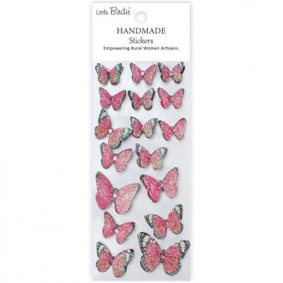Little Birdie Handmade Stickers - Jewel Butterfly Pink