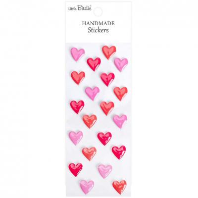Little Birdie Handmade Resin Stickers - Rosy Red Hearts