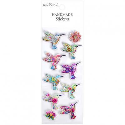 Little Birdie Handmade Resin Stickers - Rainbow Hummingbirds