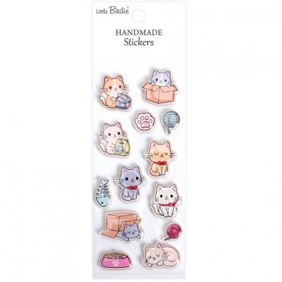 Little Birdie Handmade Resin Stickers - Playful Kittens