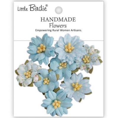 Little Birdie Handmade Printed Paper Flowers - Vinita Blue Symphony