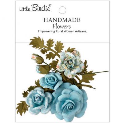 Little Birdie Handmade Printed Paper Flowers - Roisin Blue Symphony