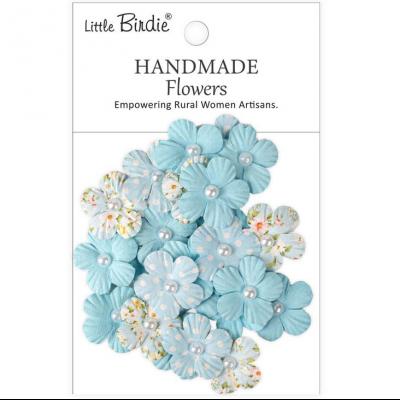 Little Birdie Handmade Printed Paper Flowers - Polly Blue Symphony