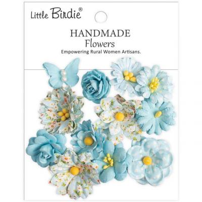 Little Birdie Handmade Printed Paper Flowers - Jasper Blue Symphony