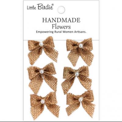 Little Birdie Handmade Burlap Bow - Pearly Knot