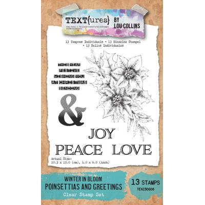 TEXT(ures) Winter In Bloom Stempel - Poinsettias And Greetings