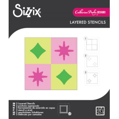 Sizzix Mini Layered Stencils Print & Pattern - Retro Star