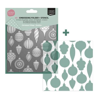 Vaessen Creative Embossing Folder + Stencil - Weihnachtskugel