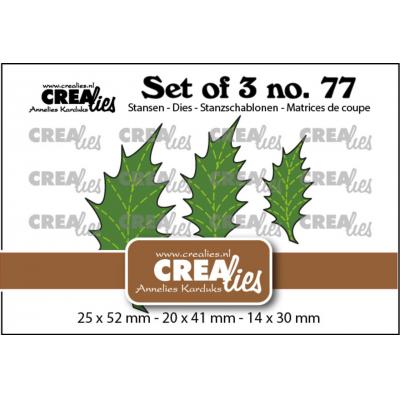 Crealies Dies - Leaves 22 Solid Holly With Stitchline
