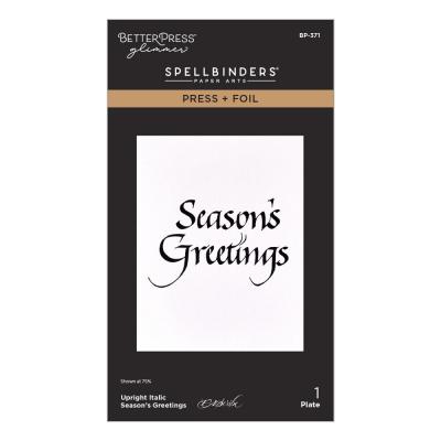 Spellbinders Upright Italic Holiday Press Plate - Season's Greetings