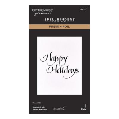 Spellbinders Upright Italic Holiday Press Plate - Happy Holidays