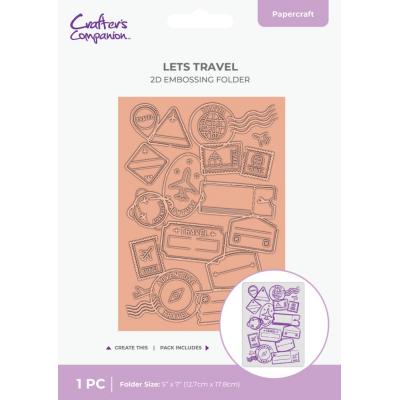 Crafter's Companion Retro Vacay 2D Embossing Folder - Let's Travel