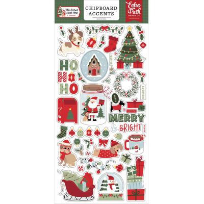 Echo Park Here Comes Santa Paws - Chipboard Accents
