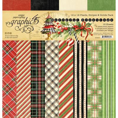 Graphic 45 Merry-ful Greetings - Plaids & Stripes Pack