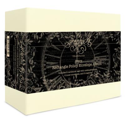 Graphic 45 Rectangle Policy Envelope Album Ivory