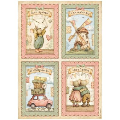 Stamperia Cozy Family Rice Paper - 4 Cards