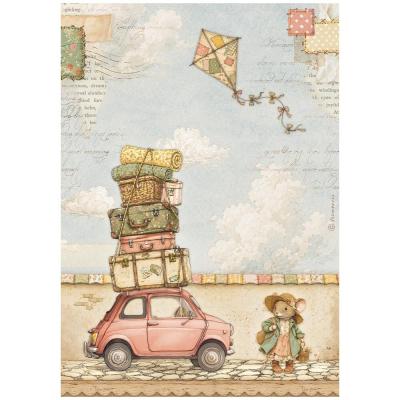 Stamperia Cozy Family Rice Paper - The Car