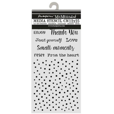 Stamperia Cozy Family Stencil - Writings And Dots