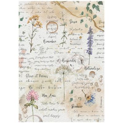 Stamperia Flowers And Poems Rice Paper - Flowers And Writings