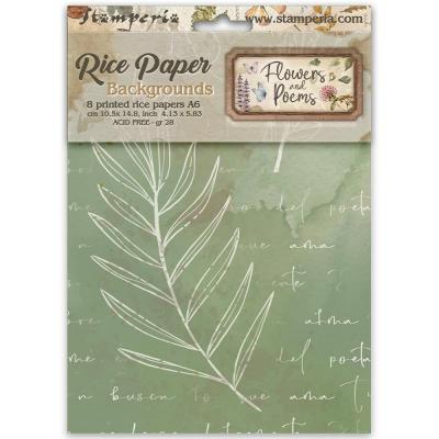 Stamperia Flowers And Poems Rice Paper Backgrounds Selection