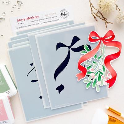 Pinkfresh Studio Season Of Wonder Stencil - Merry Mistletoe