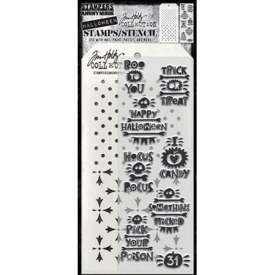 Stampers Anonymous Tim Holtz Stamps & Stencil - Halloween Tidbits