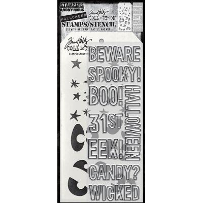 Stampers Anonymous Tim Holtz Stamps & Stencil - Halloween Outlines