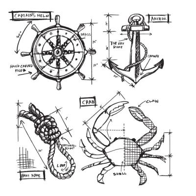 Stampers Anonymous Tim Holtz Stempel - Mariner Blueprint