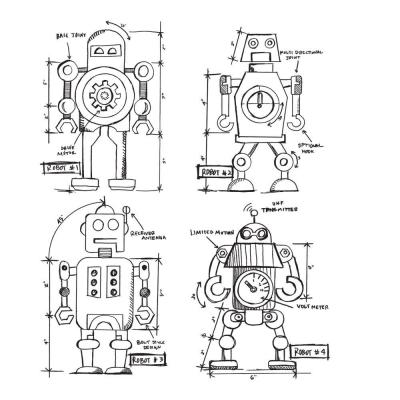 Stampers Anonymous Tim Holtz Stempel - Robots Blueprint