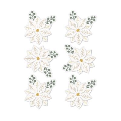 Spellbinders Sleigh Bells Ring Dimensional Acetate Stickers - Gold Poinsettias