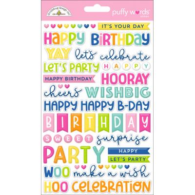 Doodlebug Design Cupcakes & Candles - Puffy Words Stickers