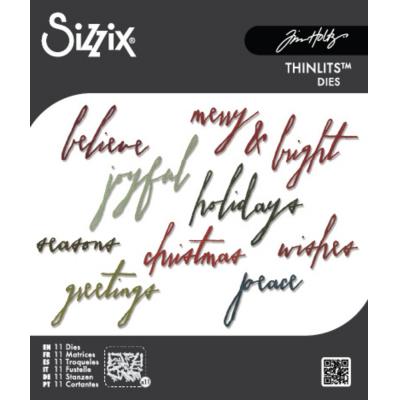 Sizzix Tim Holtz Thinlits Dies - Classic Holiday Handwriting