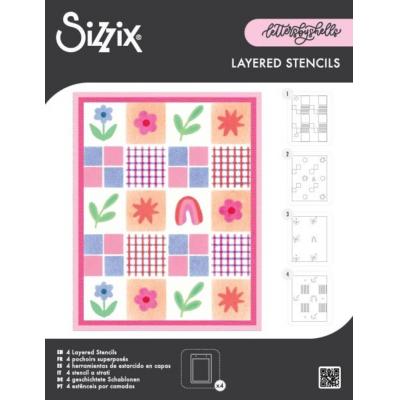 Sizzix Stencils - Flowers & Stripe Pattern