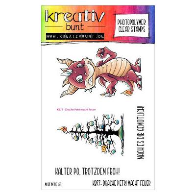kreativbunt Stempel - Drache Petri macht Feuer