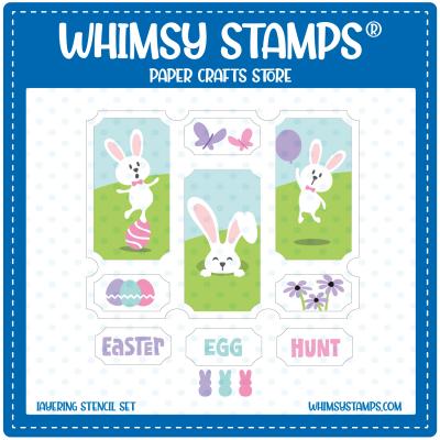 Whimsy Stamps Stencil - Terrific Tickets Bunnies